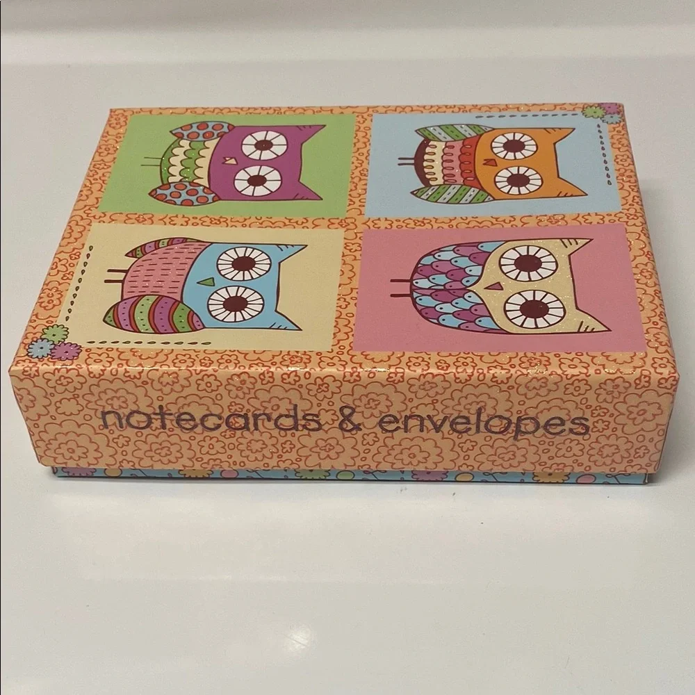 Graphique Owl Glitter Note Card Set 20 Cards Boxed Blank Stationery Gift
